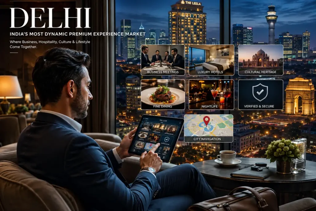 Business traveler exploring Delhi premium experiences