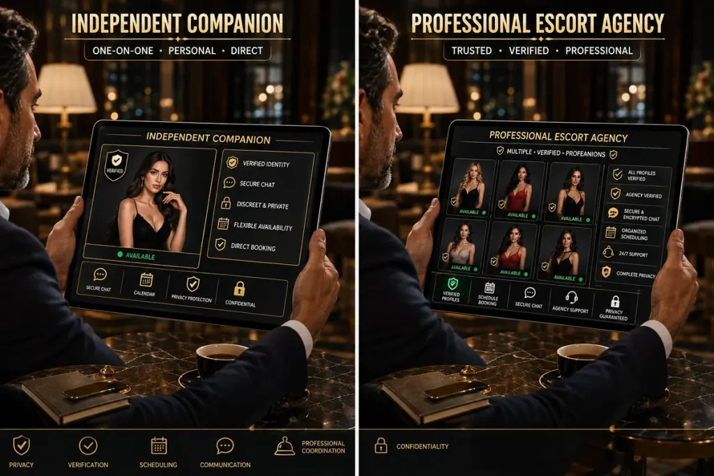 Independent companion vs professional escort agency comparison